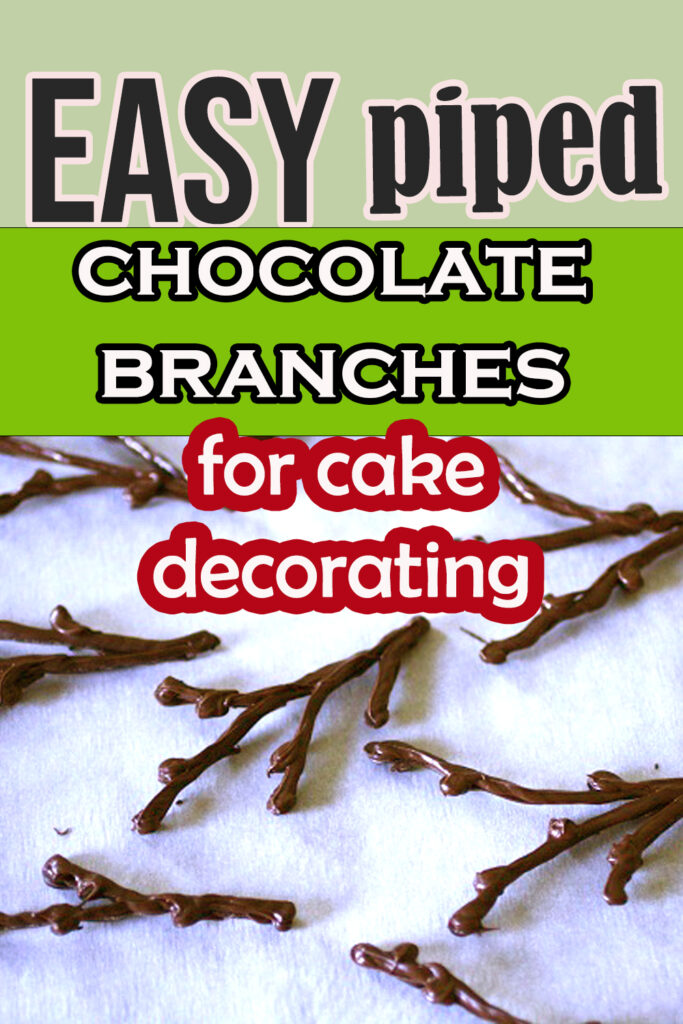 easy piped chocolate branches for cake decorating