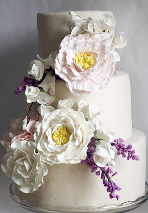 gumpaste flowers cascade wedding cake