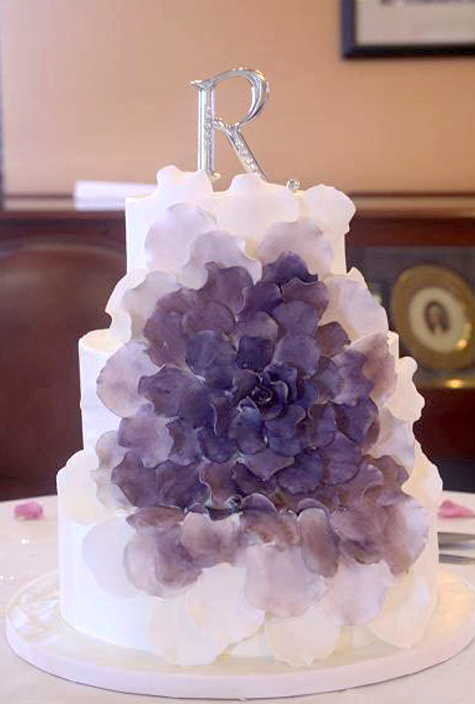 ombre purple exploded flower wedding cake