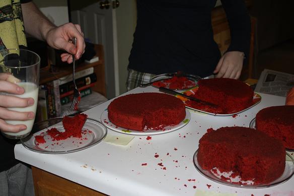 red velvet cake tasting