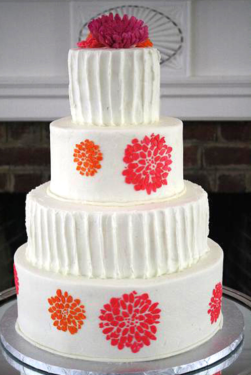 stencil buttercream cake pink and orange