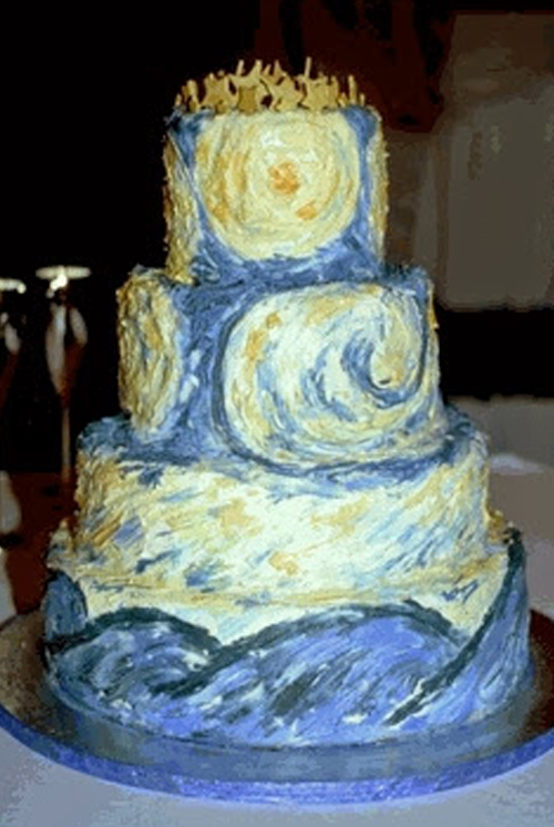 van gogh buttercream painted cake starry night