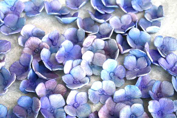 blue gumpaste hydrangeas