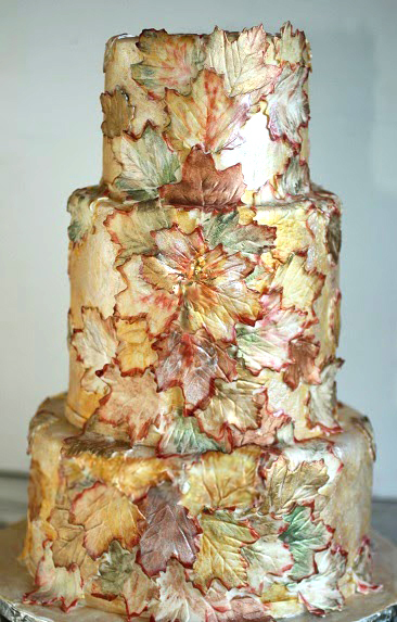 gold leaves cake
