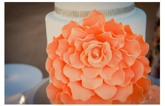 orange exploded flower wedding cake