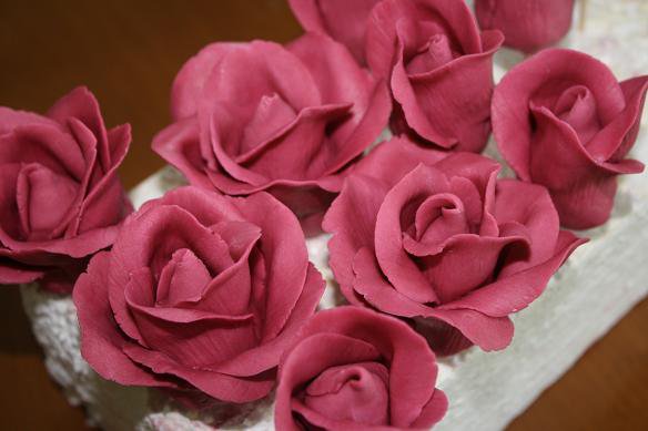 pink gumpaste roses