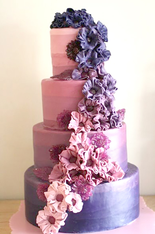 purple ombre candy clay wedding cake