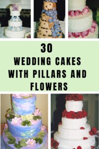 wedding cakes with pillars and flowers