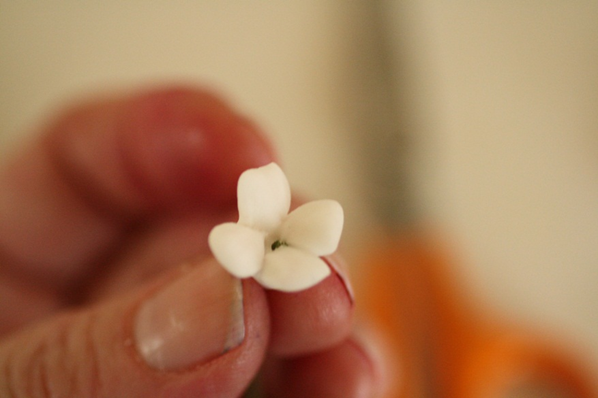 four small petals cut into the ball of gumpaste