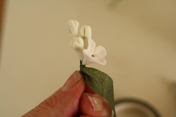 taping the flower together
