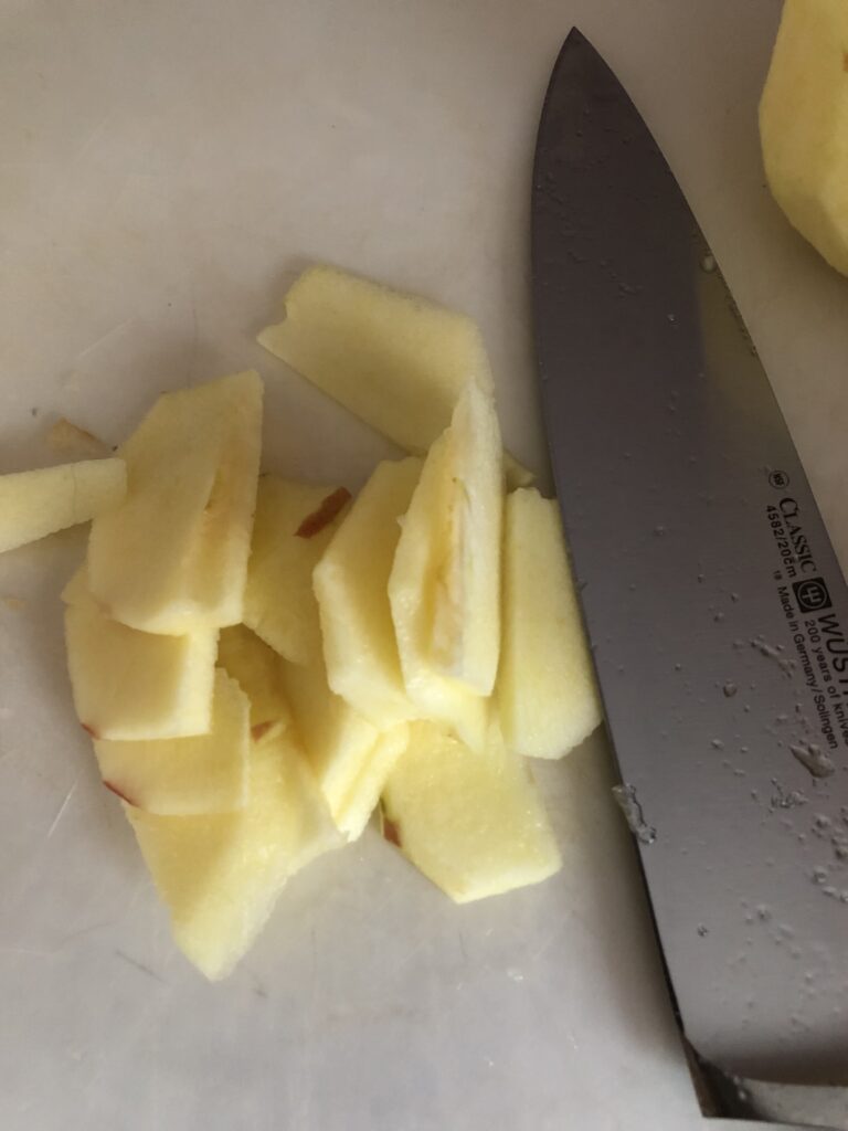 sliced apples and a knife
