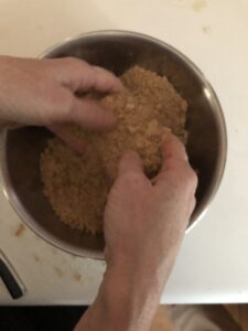 mixing the dry ingredients by hand