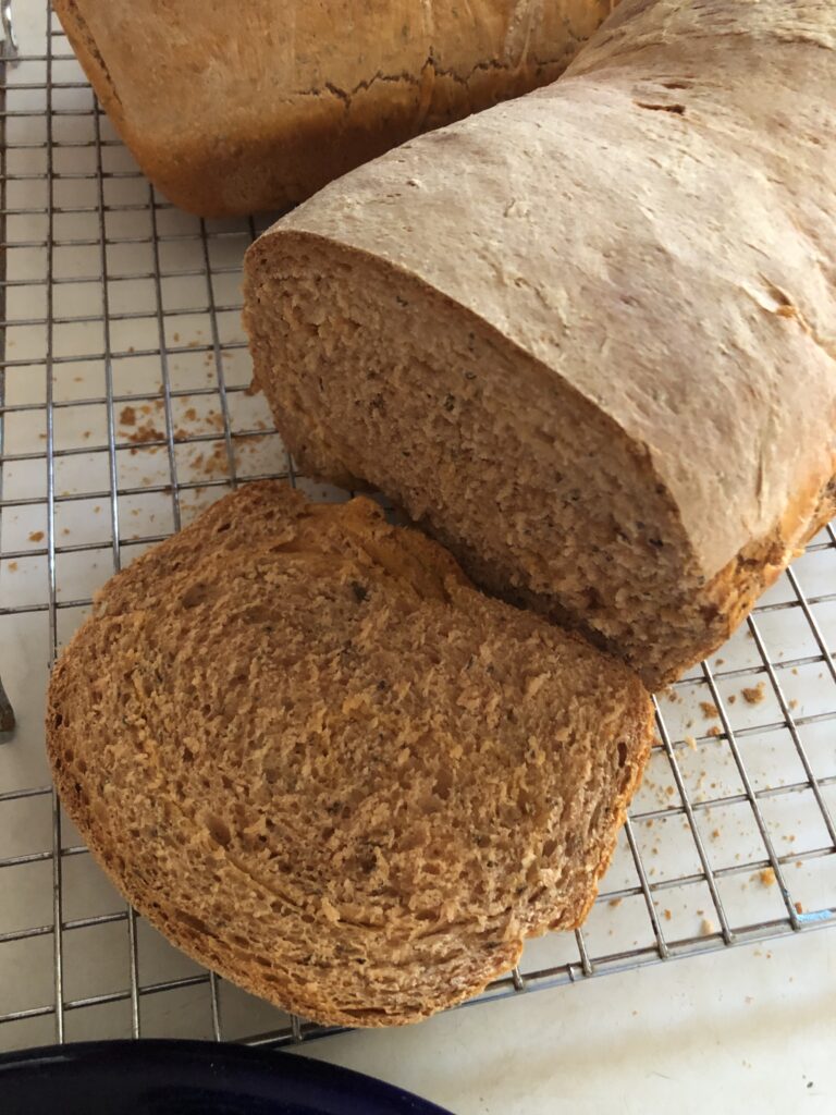 cut baked loaf