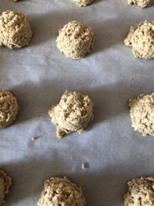 oatmeal cookie dough on a cookie sheet