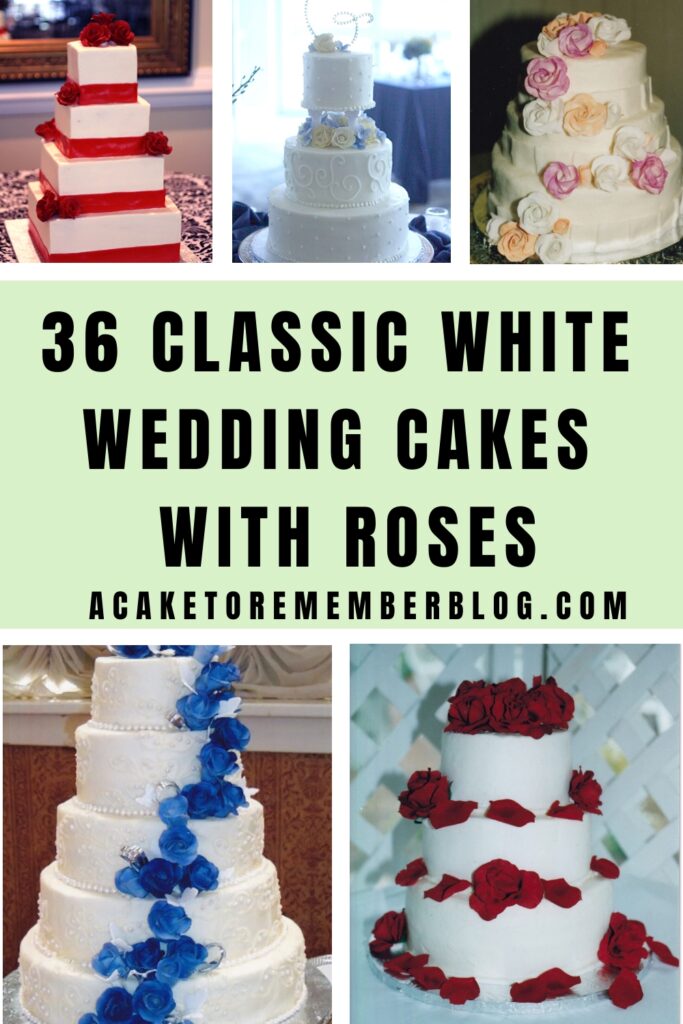36 classic white wedding cakes with roses