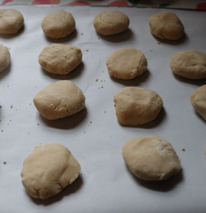 cookie dough balls flattened slightly
