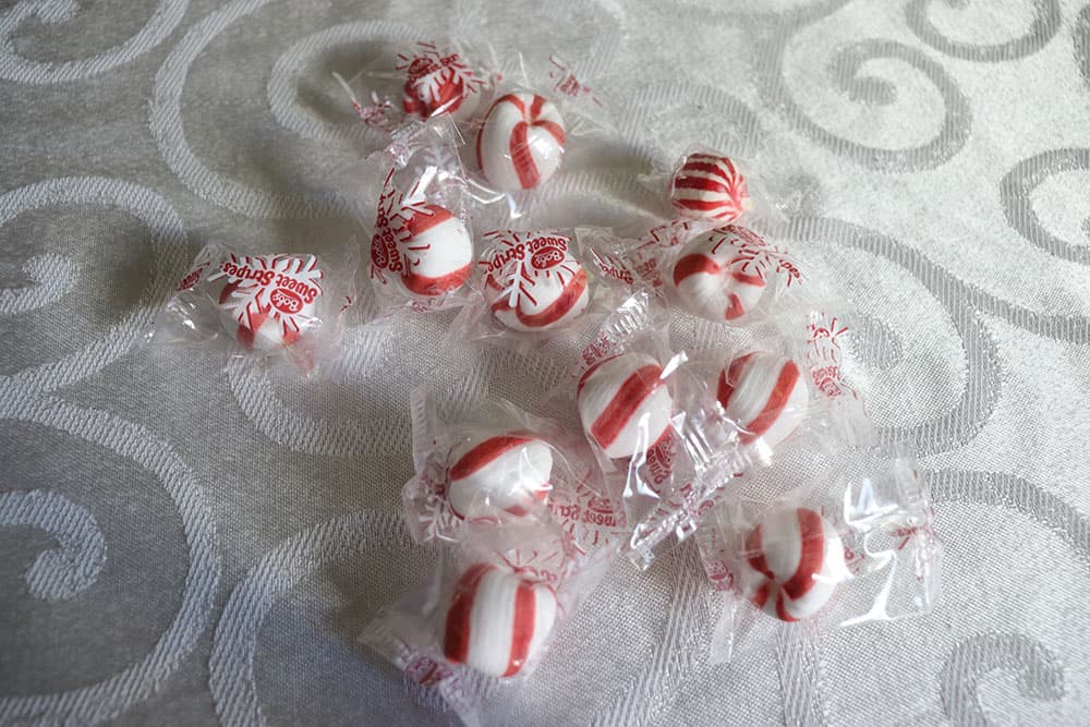 peppermint candies on a table