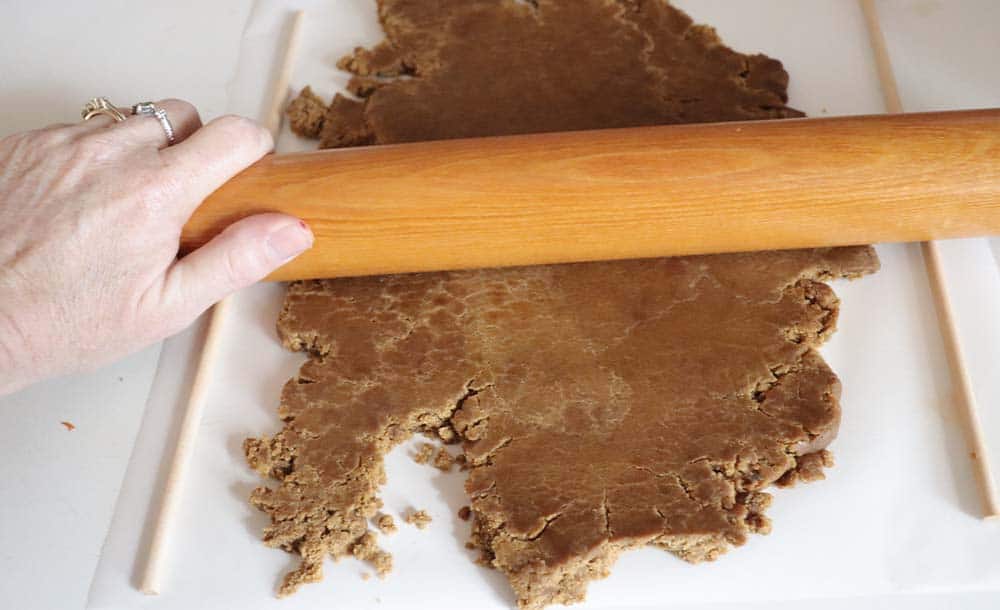 rolling out gingerbread dough