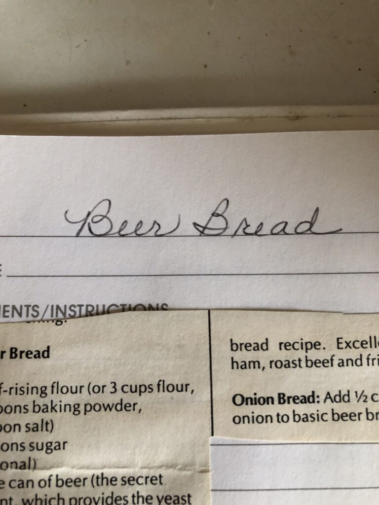 Beer bread recipe card