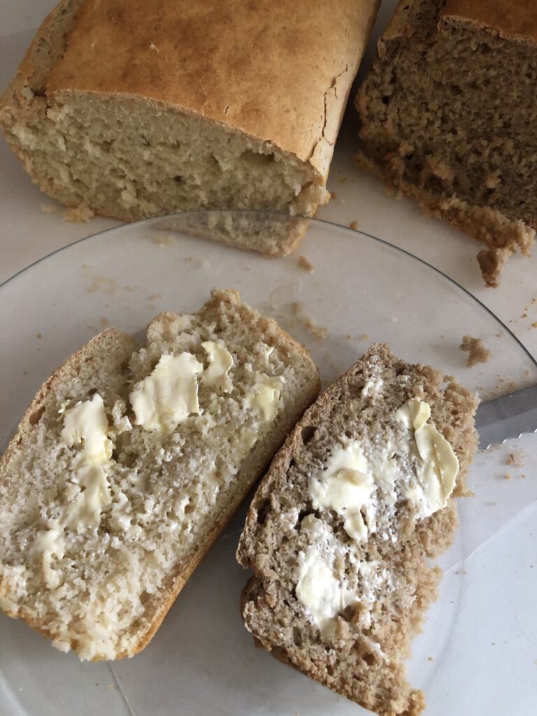 beer bread with butter on it