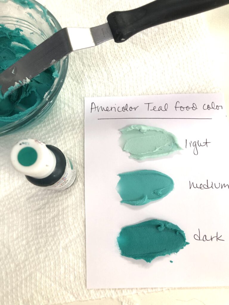 Americolor teal food coloring and icing