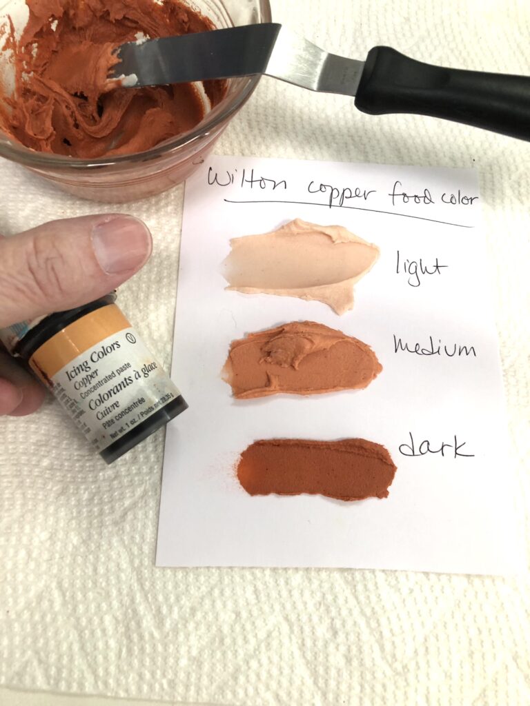 Wilton copper food coloring and icing